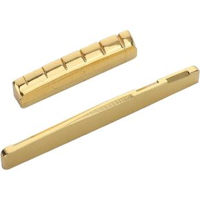 6 String Guitar Brass Slotted Nut and Bridge Saddle Gold For Acoustic Folk Guitar72/43mm