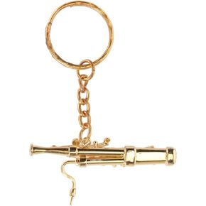 DAUZ Key Chain, Gold Brass Bassoon Shape Miniature Size Adorable Keychain for Christmas