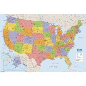 House of Doolittle Write On/Wipe Off Laminated United States Map 38 x 25 Inch (HOD721)