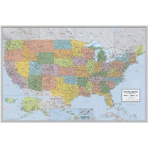 Laminated United States Voyager Map Poster | Bright Style Map | Includes The Most Legible Location Labels | 36" x 24" | Shipped Rolled in a Tube, Not Folded | Great for The Home or Classroom