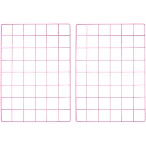 YOKIVE 2Pcs Iron Wire Grid Panel, Decorative Panels Board | Photo Pictures Display Holders Hanging Frame for Home Office (Pink, 16"x12")