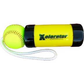 The Composite Xelerator Fastpitch Softball Pitching Trainer and Warm Up Tool with 12 Inch Premium Leather Indoor Ball for Improved Grip