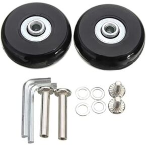 Set of 2pcs 60mm Mute Wear-Resistant Luggage Suitcase Double Type Replacement Wheels Kit Inline Outdoor Skate, Swivel Caster Wheels 6mmx50mm Axles Bearings Repair Kits (OD60xThk14mm/2.36x0.55in)