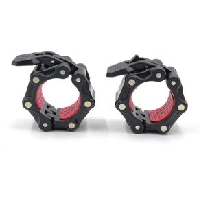 2 inch Olympic Barbell Clamps with Magnets Double Lock Non-Slip Magnetic Weight Clips 50mm Barbell Collars Quick Release Barbell Clips for Weightlifting Bars Body-Building Apparatus