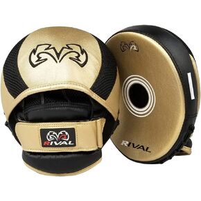 RIVAL Boxing RPM11 Evolution Punch Mitts, Pre-Curved Oval Punching Surface, Padded Finger Cover, and Stabilizing Wrist Strap