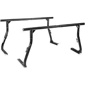 AA-Racks 800Ibs Capacity Extendable Steel Pick-Up Truck Ladder Rack Two-bar Set Great for Constructional Use - Matte Black (USPTO Patent Pending)