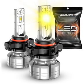 SEALIGHT 5202 LED Fog Lights Bulbs Yellow or DRL, 10000LM 24W Strong Penetration 5202 5201 PS19W PS24W Fog Light Bulbs LED, 3000K Amber Yellow Fog Lights LED with 5530 CSP Chips. Pack of 2