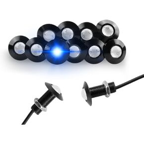 CARLITS Eagle Eye LED Bulbs 10-Pack Ultra thin Bumper DRL Fog Lights Motorcycle Light Daytime Running DRL Tail Backup Light Car Motor Marker Lights LED 12V (Black Case, Red)