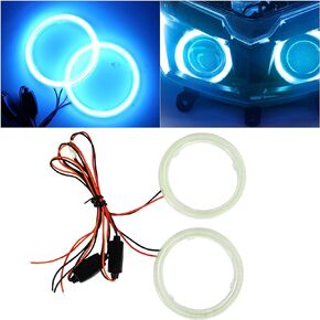 Qasim 1-Pair White 60MM 45SMD COB LED Halo Ring Angel Eyes LED Fog Light DRL Warning Lamps with Lampshade Cover 12V 24V