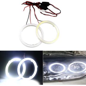 Qasim 1-Pair White 60MM 45SMD COB LED Halo Ring Angel Eyes LED Fog Light DRL Warning Lamps with Lampshade Cover 12V 24V in Kuwait