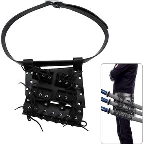 Adjustable Leather Sword Holster Holder, Ring Sword Belt Frog Strap Adjustable Lacing Carrying Case for Cosplay Anime Costume(3 Swords)