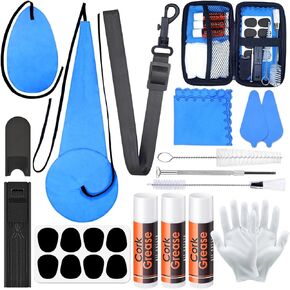Saxophone Cleaning kit with Case，Clarinet Flute Cleanser Maintenance Kit with Cork Grease,Swab,Cleaning Cloth,Thumb Rest,Reed Case,Mouthpiece Brush and More Workable for Wind & Woodwind Struments