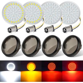 Benlari New Version1157 LED Turn Signals Bulbs, 2" Front Rear Lights with Smoked Lenses for Harley Davidson Touring Dyna Softail Sportster Street Glide Road Glide Road King Iron 883 1200 72 48
