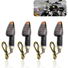 4PCS Motorcycle Turn Signals - 14LED 12V Bright Amber Lamp Motorcycle Blinkers - Front/Rear Universal Motorcycle Turn Signal Light Compatible with Yamaha Kawasaki Honda