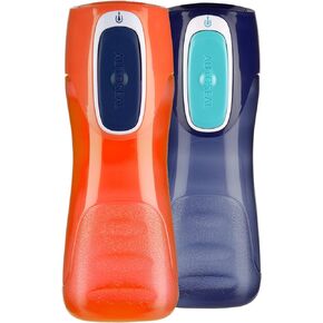 Contigo Trekker Kids Water Bottle with Spill-Proof Lid, 14oz Water Bottle with Leak-Proof Technology, BPA-Free, Granny Smith & Nautical, 2-Pack