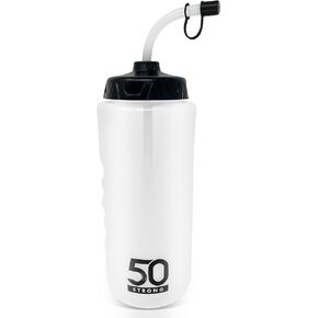 1 Liter Sports Water Bottle W/Straw - Easy Squeeze + Built In Finger Grip - BPA Free Plastic - Use W/Sport Helmet In Football & Hockey - Single & Multi-pack (2-Pack)
