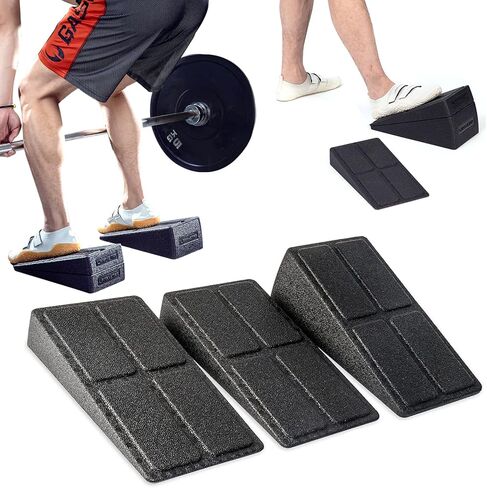 Squat Wedge Block,3pc 12“ Leg Stretcher Foot Wedge Foam Slant Board for Squats Calf Raise Block Yoga Wedge Knees Over Toes Equipment… in Saudi Arabia