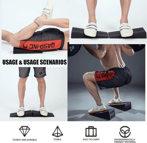 Squat Wedge Block,3pc 12“ Leg Stretcher Foot Wedge Foam Slant Board for Squats Calf Raise Block Yoga Wedge Knees Over Toes Equipment… in Saudi Arabia