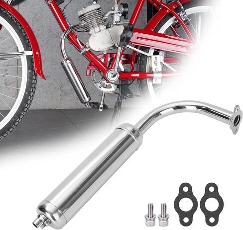 مجموعة أنابيب كاتم صوت عادم الكروم ومجموعة صامولة الحشية لمحركات 2 السكتة الدماغية 49cc 60cc 66cc 80cc تعمل بالغاز دراجة نارية in Saudi Arabia