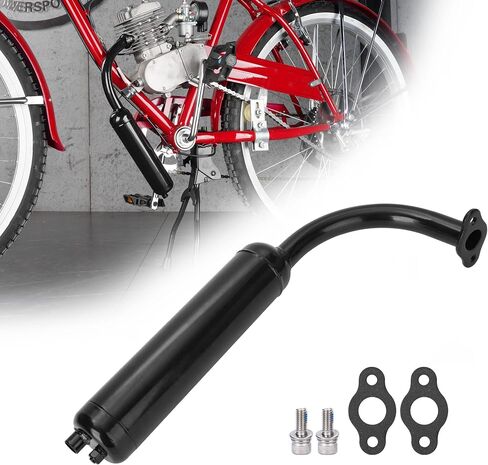 مجموعة أنابيب كاتم صوت عادم الكروم ومجموعة صامولة الحشية لمحركات 2 السكتة الدماغية 49cc 60cc 66cc 80cc تعمل بالغاز دراجة نارية in Kuwait