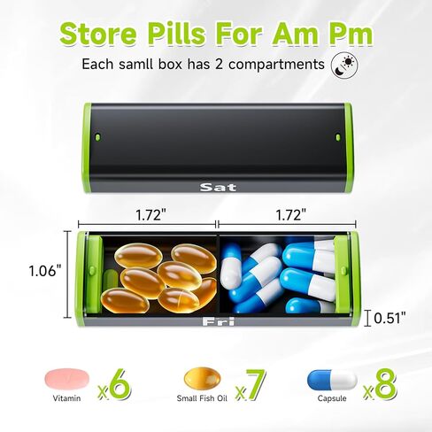 Zoksi Medicine Pill Organizer 2 Times a Day,Travel Am Pm Pill Box, Weekly Pill Case 7 Day,Portable Daily Pill Container for Fish Oil, Vitamin and Other Meds(Damp-Proof) in Kuwait