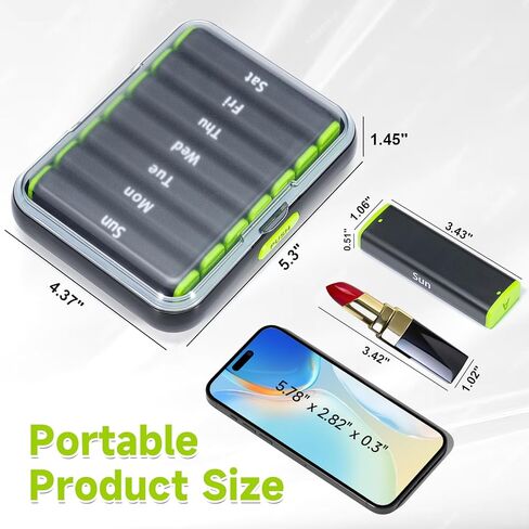 Zoksi Medicine Pill Organizer 2 Times a Day,Travel Am Pm Pill Box, Weekly Pill Case 7 Day,Portable Daily Pill Container for Fish Oil, Vitamin and Other Meds(Damp-Proof) in Kuwait