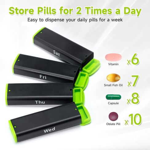 Zoksi Medicine Pill Organizer 2 Times a Day,Travel Am Pm Pill Box, Weekly Pill Case 7 Day,Portable Daily Pill Container for Fish Oil, Vitamin and Other Meds(Damp-Proof) in Kuwait