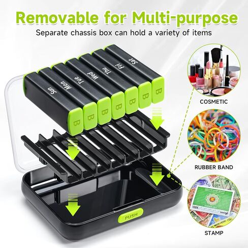 Zoksi Medicine Pill Organizer 2 Times a Day,Travel Am Pm Pill Box, Weekly Pill Case 7 Day,Portable Daily Pill Container for Fish Oil, Vitamin and Other Meds(Damp-Proof) in Kuwait