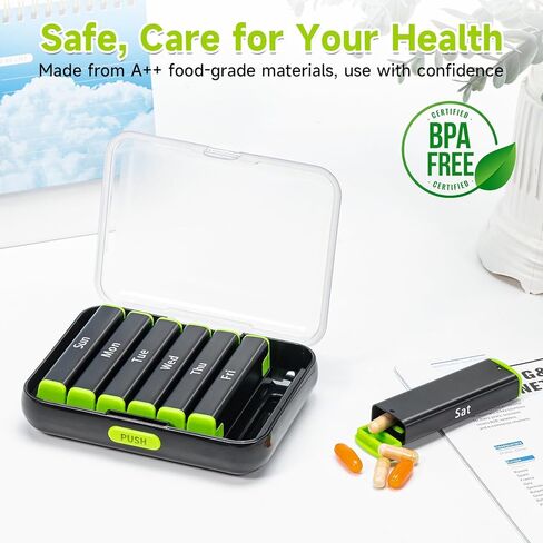 Zoksi Medicine Pill Organizer 2 Times a Day,Travel Am Pm Pill Box, Weekly Pill Case 7 Day,Portable Daily Pill Container for Fish Oil, Vitamin and Other Meds(Damp-Proof) in Kuwait