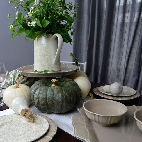 Euro Ceramica Chloe Collection Elegant 7.5" Decorative Ceramic Pitcher, 2LT, Floral Design, Beige in Kuwait