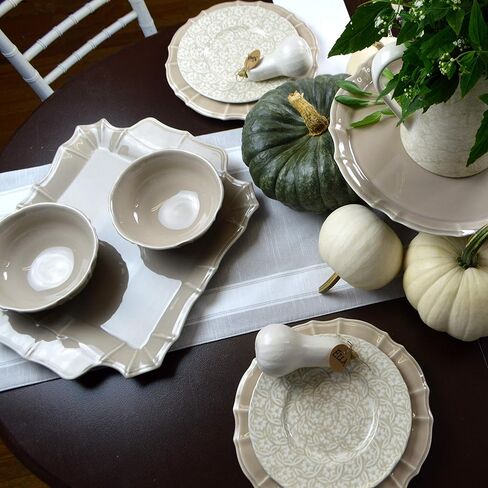 Euro Ceramica Chloe Collection Elegant 7.5" Decorative Ceramic Pitcher, 2LT, Floral Design, Beige in Kuwait