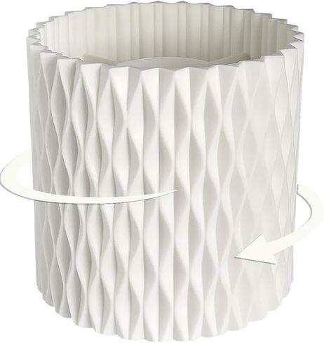 Rotating Pen Pencil Holder for Desk, 5 Slots Unique White Desk Pen Organizer Easthetic Desktop Supplies and Accessories for Women Girls, Pen Cup Pencil Caddy for Office Home Art Supply in Saudi Arabia