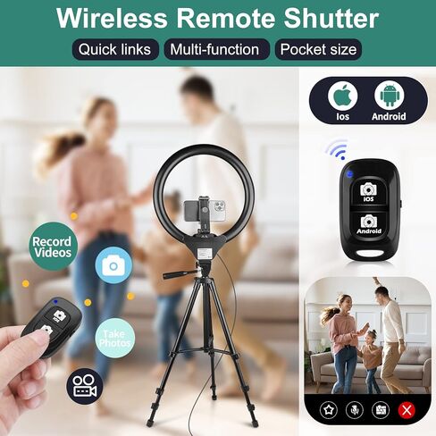 مصباح حلقة Torjim مقاس 14 بوصة مع حامل ثلاثي القوائم، ضوء حلقة سيلفي LED مع حامل وحامل هاتف، مثالي لـ TikTok/YouTube/التسجيل/التصوير الفوتوغرافي/المكياج، متوافق مع جميع الهواتف in Kuwait