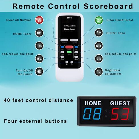 BTBSIGN Score Keeper لوحة النتائج الإلكترونية الرقمية المحمولة LED مع جهاز تحكم عن بعد للألعاب الرياضية وكرة الطائرة وتنس الطاولة والبيسبول وكرة السلة ولوحات النتائج للضيوف المنزليين (1.8 بوصة) in Kuwait