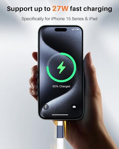 حزمة من قطعتين من NZGEY [محول USB C إلى Lightning] و[لمحول Lightning إلى USB C]، تدعم الشحن السريع 27 وات PD ونقل البيانات لأجهزة iPhone 15/14/13/12، وأجهزة iPad Pro، وSamsung، وما إلى ذلك (ليس للصوت وOTG)، أسود in Saudi Arabia