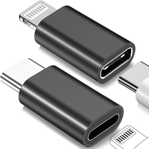 2 Pack [USB C to Lightning Adapter]&[for Lightning to USB C Adapter],Support 27W PD Fast Charging&Data Transfer for iPhone 15/14/13/12,for iPad Pro,Samsung,etc (Not for Audio&OTG),Black in Saudi Arabia