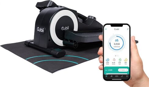 مجموعة آلة التمارين الرياضية Cubii JR1+ تحت المكتب مع حصيرة غير قابلة للانزلاق - مستويات مقاومة مدمجة وهادئة وقابلة للتعديل، محمولة، متصلة بالبلوتوث للبالغين وكبار السن in Kuwait