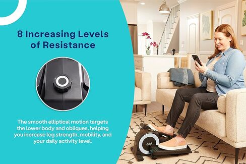 مجموعة آلة التمارين الرياضية Cubii JR1+ تحت المكتب مع حصيرة غير قابلة للانزلاق - مستويات مقاومة مدمجة وهادئة وقابلة للتعديل، محمولة، متصلة بالبلوتوث للبالغين وكبار السن in Kuwait