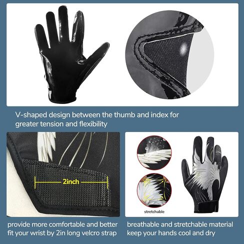 iGym Football Gloves - Tacky Grip Skin Tight Adult Football Gloves - Enhanced Performance Football Gloves for Men Adult Youth in Saudi Arabia