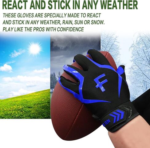 FINGER TEN Football Receiver Gloves Youth Receiving Gloves Pro 3.0 Durable Breathable Flexible in USA Pink White Red Black Blue Small Large Medium X-Large in Kuwait