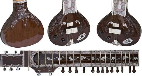Full Cedarwood Indian Acoustic Electric Sitar with Beautiful Carving. Dark Walnut. Extra strings, plectrums. in Saudi Arabia