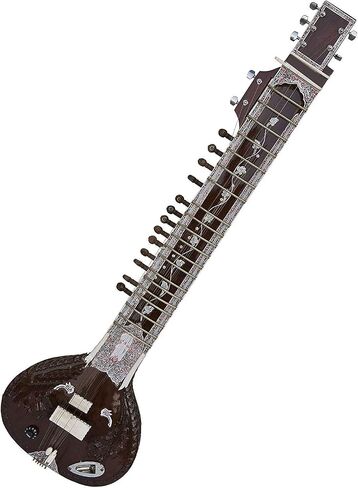 Full Cedarwood Indian Acoustic Electric Sitar with Beautiful Carving. Dark Walnut. Extra strings, plectrums. in Saudi Arabia