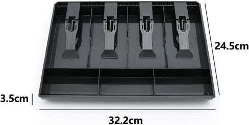 Xiaokeis Cash Drawer Tray, Cash Register Drawer Replacement, 4 Grids Cash Drawer Insert Tray Storage Case, Money Drawer with Clip, Cash Tray for Store Cash Money Coin(Black) in Saudi Arabia
