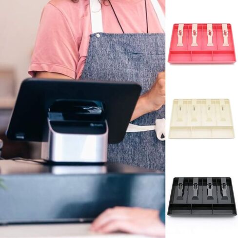 Xiaokeis Cash Drawer Tray, Cash Register Drawer Replacement, 4 Grids Cash Drawer Insert Tray Storage Case, Money Drawer with Clip, Cash Tray for Store Cash Money Coin(Black) in Saudi Arabia