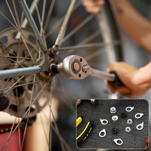 12 Pcs Bike Axle Nut Hub Safety Washer Kit M8 M9.5 M10 Steel Bicycle Hub Flanged Nuts Bike Wheel Retaining Parts Accessories for Front and Rear Wheel Mountain Road Bike in Saudi Arabia