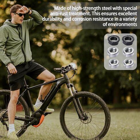 12 Pcs Bike Axle Nut Hub Safety Washer Kit M8 M9.5 M10 Steel Bicycle Hub Flanged Nuts Bike Wheel Retaining Parts Accessories for Front and Rear Wheel Mountain Road Bike in Saudi Arabia