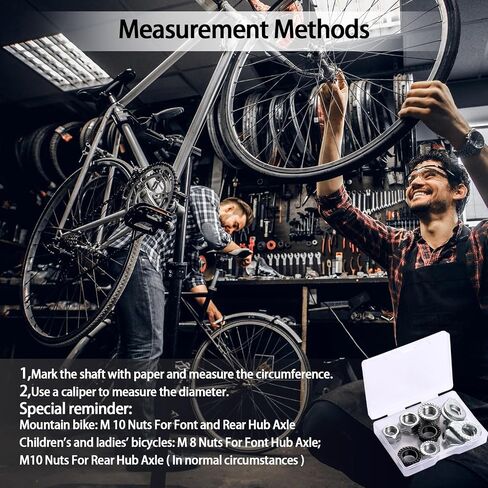 12 Pcs Bike Axle Nut Hub Safety Washer Kit M8 M9.5 M10 Steel Bicycle Hub Flanged Nuts Bike Wheel Retaining Parts Accessories for Front and Rear Wheel Mountain Road Bike in Saudi Arabia