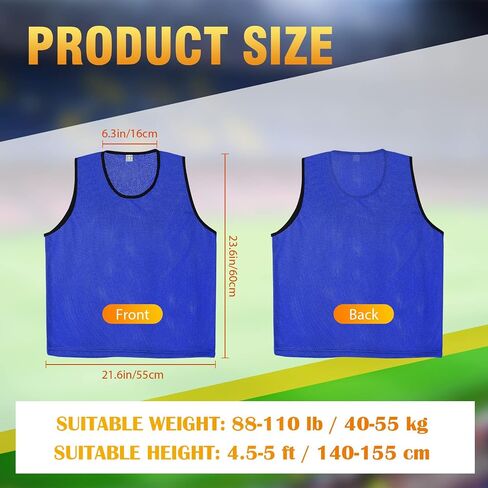 24 Pieces Nylon Mesh Pinnies Scrimmage Vests Team Jerseys Team Practice Vests for Children Youth Sports Soccer Basketball Football Adult, Blue and Red in Saudi Arabia