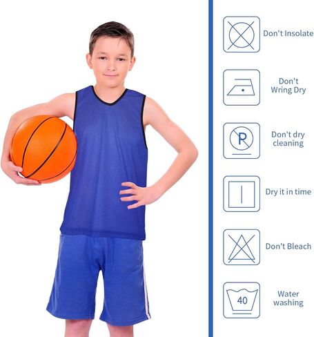 24 Pieces Nylon Mesh Pinnies Scrimmage Vests Team Jerseys Team Practice Vests for Children Youth Sports Soccer Basketball Football Adult, Blue and Red in Saudi Arabia