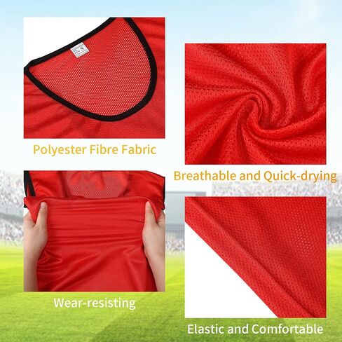 24 Pieces Nylon Mesh Pinnies Scrimmage Vests Team Jerseys Team Practice Vests for Children Youth Sports Soccer Basketball Football Adult, Blue and Red in Saudi Arabia